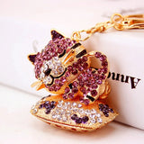 Lazy Cat Car Keychain Pendant Bag Key Chain Metal Cartoon Female Gift