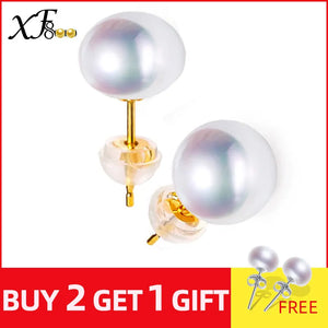 18K Pearl Earrings Natural Freshwater Au 750 Yellow Stud Earrings