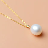 18K Freshwater Pearl Pendant Necklace Au750 Fine Jewelry Women Gift 925 Chain