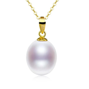 18K Freshwater Pearl Pendant Necklace Au750 Fine Jewelry Women Gift 925 Chain