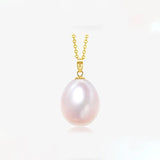 18K Yellow Freshwater Pearl Pendant Necklace Women with S925 Chain