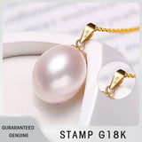 18K Yellow Freshwater Pearl Pendant Necklace Women with S925 Chain