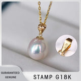18K Yellow Freshwater Pearl Pendant Necklace Women with S925 Chain