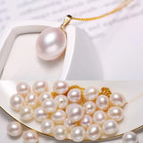 18K Yellow Freshwater Pearl Pendant Necklace Women with S925 Chain