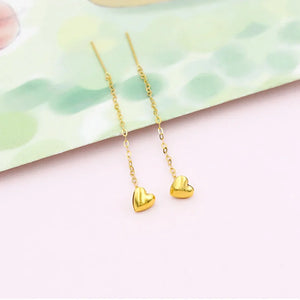 18K Yellow Drop Earrings For Women Engagement Classic Gift
