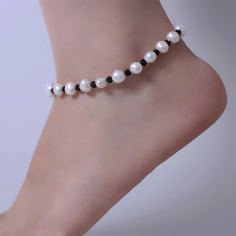 Natural Baroque Pearl Anklets 8-9mm Freshwater Jewelry