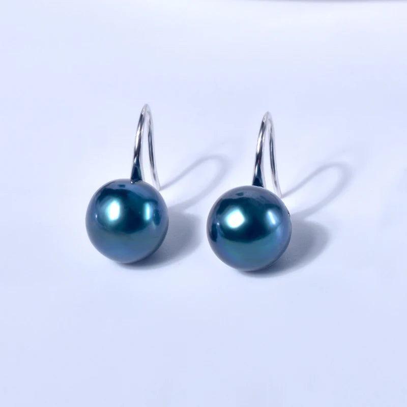 Tahitian Pearl S925 Earrings Fine Jewelry Round Wedding Party Gift For Women