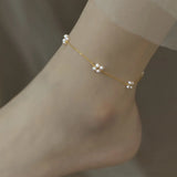 Retro Style Freshwater Pearl Anklet 14K for Women J1007