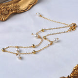 Natural Pearl Anklet Retro Style 14K Chain Jewelry