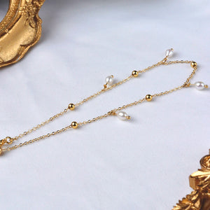 Natural Pearl Anklet Retro Style 14K Chain Jewelry