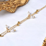 Natural Pearl Anklet Retro Style 14K Chain Jewelry
