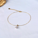 Freshwater Pearl Anklet 14K Adjustable Chain Fine Jewelry