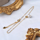 Freshwater Pearl Anklet 14K Adjustable Chain Fine Jewelry