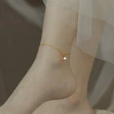 Freshwater Pearl Anklet 14K Adjustable Chain Fine Jewelry