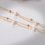 Freshwater Pearl Necklace Choker Double Layer Party Gift 5-6mm X580