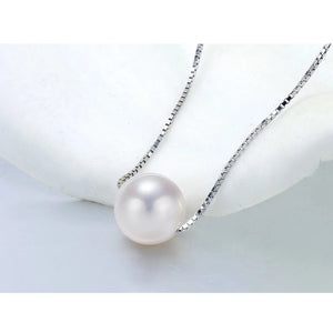 Freshwater Pearl Pendant Necklace S925 Silver Chain Women Jewelry D509