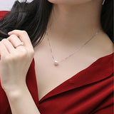 Freshwater Pearl Pendant Necklace S925 Silver Chain Women Jewelry D509