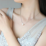 Freshwater Pearl Pendant Necklace S925 Silver Chain Women Jewelry D509