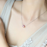 Freshwater Pearl Pendant Necklace S925 Silver Chain Women Jewelry D509