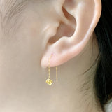 18K Drop Long Earrings Real Gold Wedding Jewelry Gift For Women