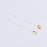18K Drop Long Earrings Real Gold Wedding Jewelry Gift For Women
