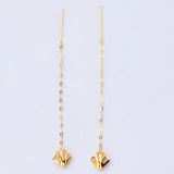 18K Drop Long Earrings Real Gold Wedding Jewelry Gift For Women