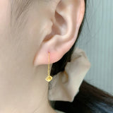 18K Drop Long Earrings Real Gold Wedding Jewelry Gift For Women