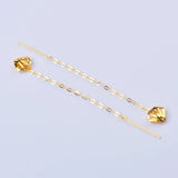 18K Drop Long Earrings Real Gold Wedding Jewelry Gift For Women