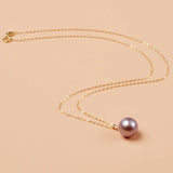 Freshwater Purple Pearl Pendant Necklace 18K AU750 Women Party Gift