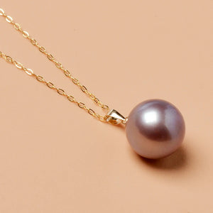 Freshwater Purple Pearl Pendant Necklace 18K AU750 Women Party Gift