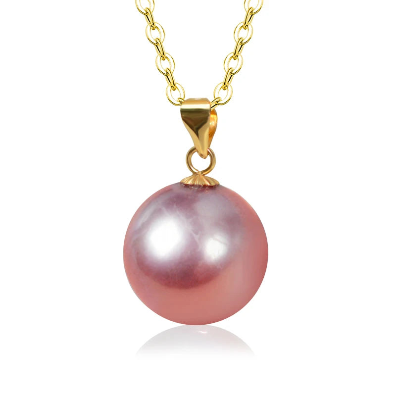 Freshwater Purple Pearl Pendant Necklace 18K AU750 Women Party Gift