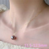 Freshwater Purple Pearl Pendant Necklace 18K AU750 Women Party Gift