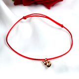 18K Anklet AU750 Gourd Pendant Adjustable Red Rope Fine Jewelry