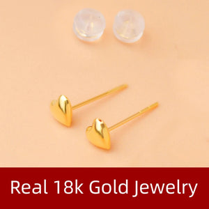 18K Gold Earrings Studs Fine Jewelry Wedding Party Gift For Women