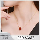18K Agate Pendant Necklace Au750 Chain Anniversary Gift Women
