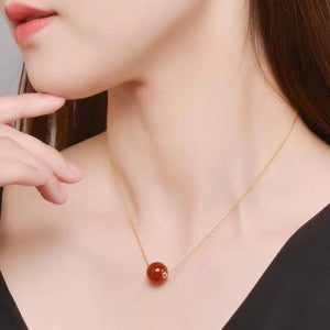18K Agate Pendant Necklace Au750 Chain Anniversary Gift Women