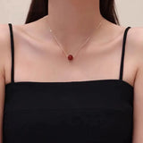 18K Agate Pendant Necklace Au750 Chain Anniversary Gift Women