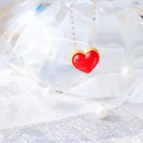 24K Yellow Gold Heart Necklace Pendant for Women Wedding Gift