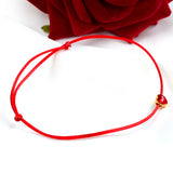 Real 24K Anklet 999 Heart Pendant Adjustable Red Rope for Women Fine Jewelry