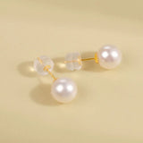 18K Natural AKOYA Stud Earrings AU750 Women Round E379-1
