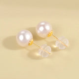 18K Natural AKOYA Stud Earrings AU750 Women Round E379-1