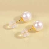 18K Natural AKOYA Stud Earrings AU750 Women Round E379-1