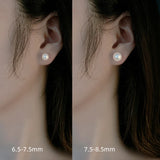 18K Natural AKOYA Stud Earrings AU750 Women Round E379-1