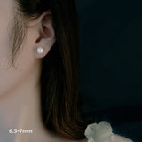 18K Natural AKOYA Stud Earrings AU750 Women Round E379-1