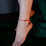 Freshwater Pearl Anklet Garnet Hand Woven Adjustable Red String Fine Jewelry