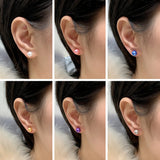 Natural Freshwater Pearl Stud Earrings AU750 18k Needle Women's Wedding