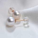 Natural Freshwater Pearl Stud Earrings AU750 18k Needle Women's Wedding