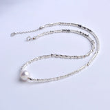 Natural Pearl Necklace 925 Silver Choker Jewelry X429-1