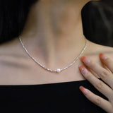Natural Pearl Necklace 925 Silver Choker Jewelry X429-1