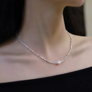 Natural Pearl Necklace 925 Silver Choker Jewelry X429-1